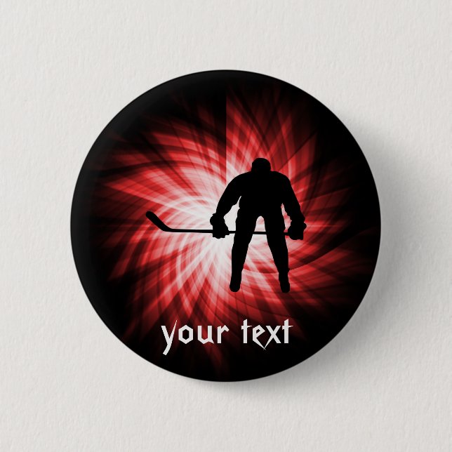 Macaron Rond 5 Cm Hockey rouge (Devant)