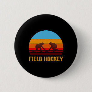 Macaron Rond 5 Cm Hockey sur gazon de style rétro vintage au coucher