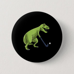 Macaron Rond 5 Cm Hockey sur gazon Dinosaure T-rex Joueur Hommes Fem