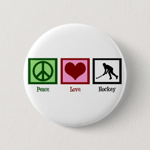 Macaron Rond 5 Cm Hockey sur gazon Peace Love