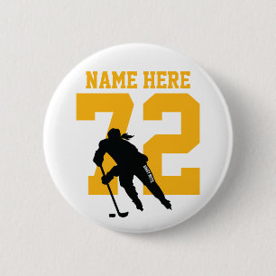 Macaron Rond 5 Cm Hockey sur gazon personnalisé pour filles Nom Numé