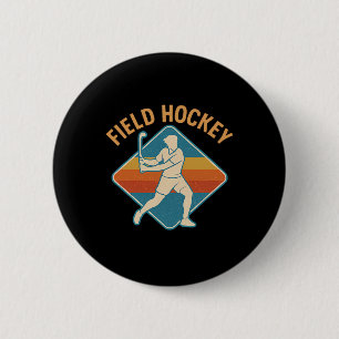 Macaron Rond 5 Cm Hockey sur gazon rétro sport style vintage 