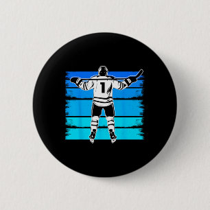 Macaron Rond 5 Cm Hockey sur glace Garçons Numéro 1 1er Anniversaire