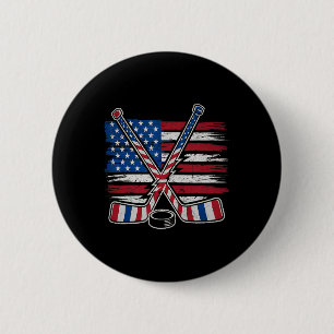 Macaron Rond 5 Cm Hockey sur glace patriotique 4 juillet Indépendanc