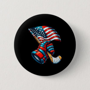 Macaron Rond 5 Cm Hockey sur glace patriotique 4 juillet Indépendanc