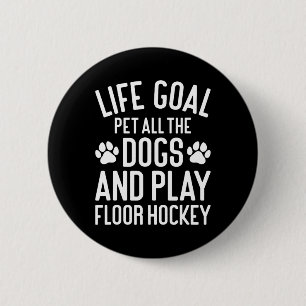 Macaron Rond 5 Cm Hockey sur sol et chiens drôles J'adore les chiens