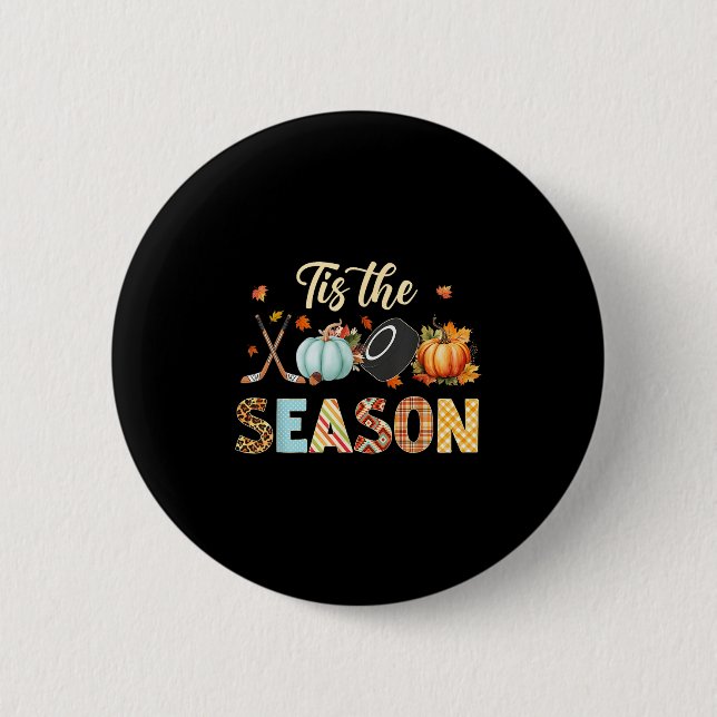 Macaron Rond 5 Cm Hockey Tis Saison Citrouille Automne Automne Thank (Devant)