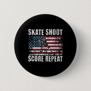 Macaron Rond 5 Cm Hockey Usa Drapeau Américain Drôle Quatre Juillet