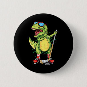 Macaron Rond 5 Cm Hockeysaurus Dinosaure Hockey sur Glace Trex Enfan