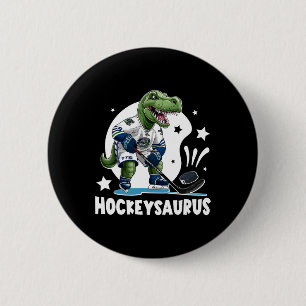 Macaron Rond 5 Cm Hockeysaurus Drôle Dinosaure Hockey Enfants Hockey