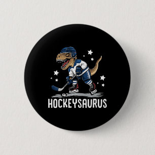 Macaron Rond 5 Cm Hockeysaurus Drôle Dinosaure Hockey Enfants Hockey