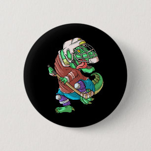 Macaron Rond 5 Cm Hockeysaurus Enfants T-rex Dinosaure Avec S De Hoc