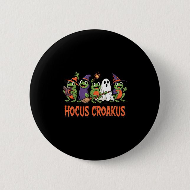 Macaron Rond 5 Cm Hocus Croakus Frog Halloween Magic Spell Funny Wit (Devant)