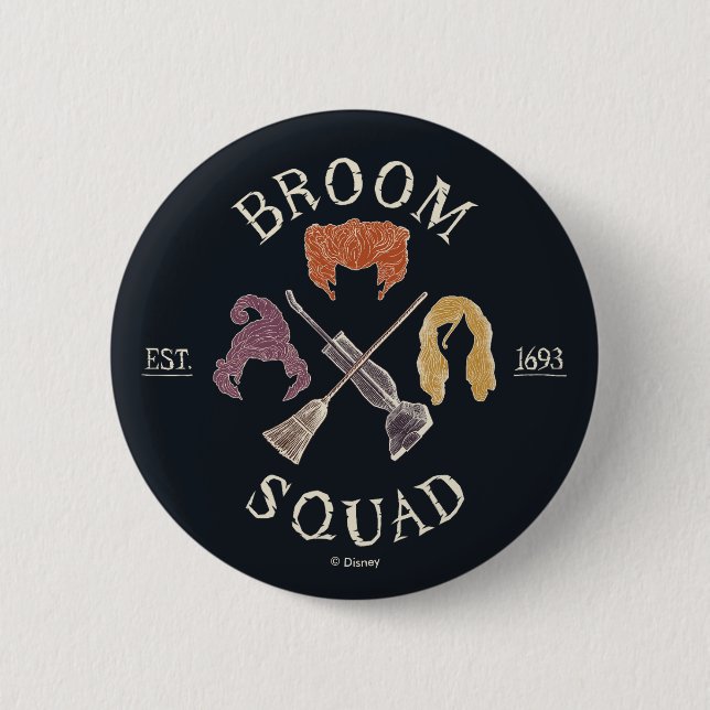 Macaron Rond 5 Cm Hocus Pocus Broom Squad Est. 1693 (Devant)