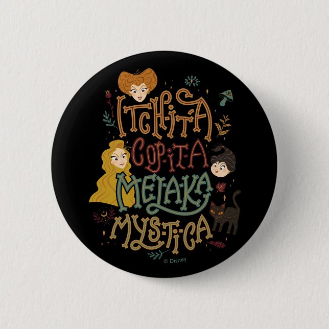 Macaron Rond 5 Cm Hocus Pocus Mystique Spell Incantation (Devant)