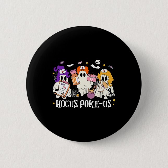 Macaron Rond 5 Cm Hocus Poke-us Witse Infirmière Halloween Laboratoi (Devant)