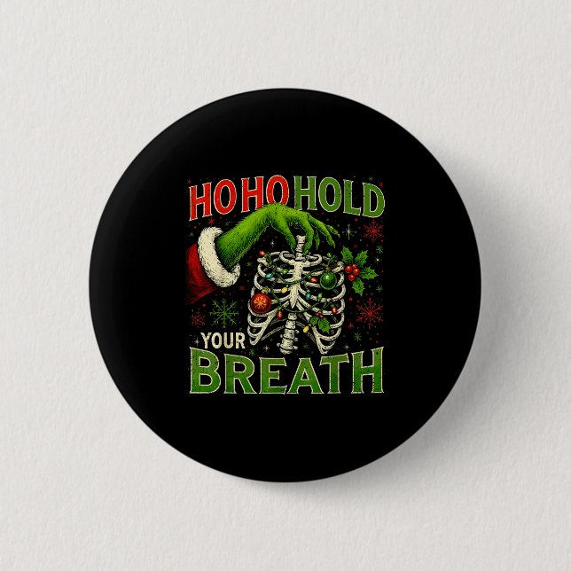 Macaron Rond 5 Cm Hoho Hold Your Breath Funny Nurse Christmas  (Devant)