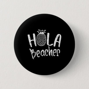 Macaron Rond 5 Cm Hola Beaches Ananas Funny Tropical Summer Vacat
