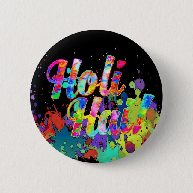 Macaron Rond 5 Cm Holi Hai ! - Diffuser le message Holi (Devant)