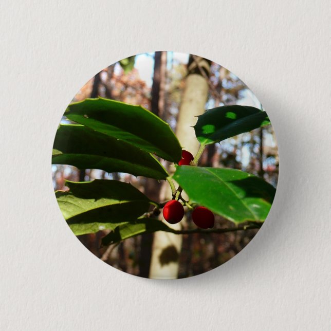 Macaron Rond 5 Cm Holly Leaves (Devant)