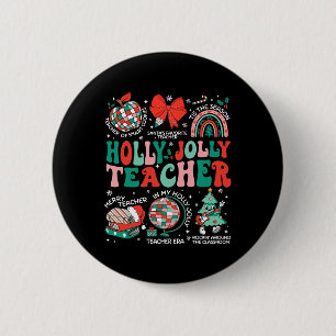 Macaron Rond 5 Cm Holly N Jolly Enseignant Noël Coquette Bow Retro