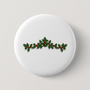 Macaron Rond 5 Cm Holly Ornament Holiday X-Mas Santa Claus Xmas