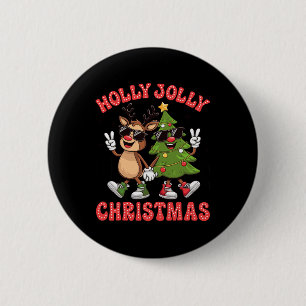 Macaron Rond 5 Cm Holly Xmas Jolly Funny Christmas Tree mignonne Rei
