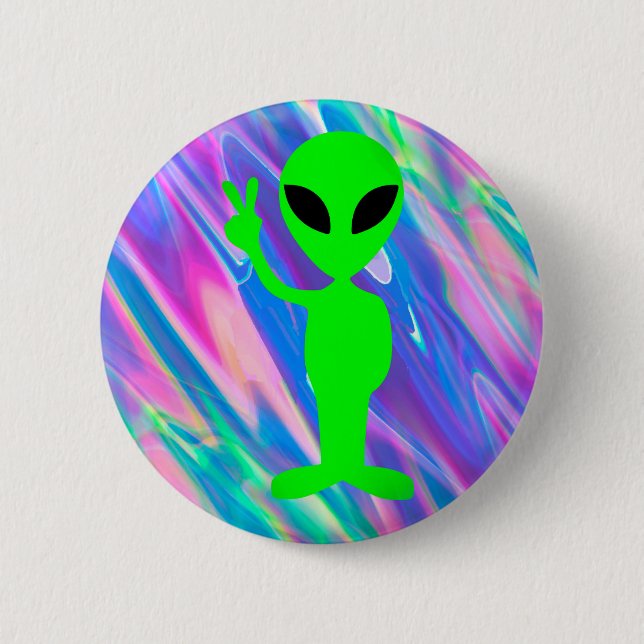 Macaron Rond 5 Cm Hologramme alien (Devant)