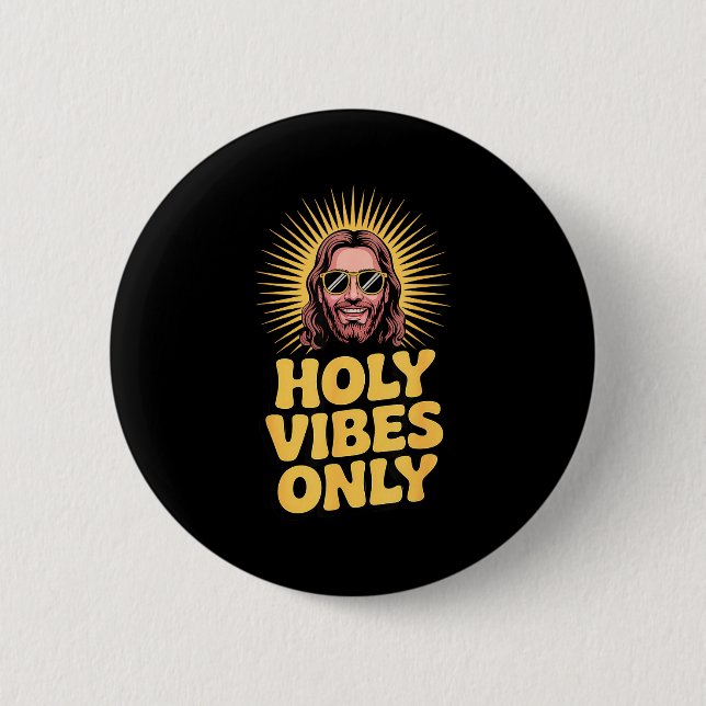 Macaron Rond 5 Cm Holy Vibes Only Funny Jesus Religious Christian Fa (Devant)