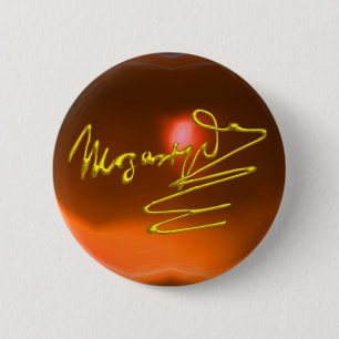 Macaron Rond 5 Cm HOMAGE À MOZART, agate jaune orange