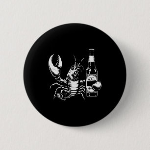 Macaron Rond 5 Cm Homard écrevisse tenant une bouteille de bière drô