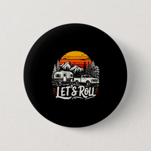 Macaron Rond 5 Cm Homme allons-y camping-car camionnette montagnes
