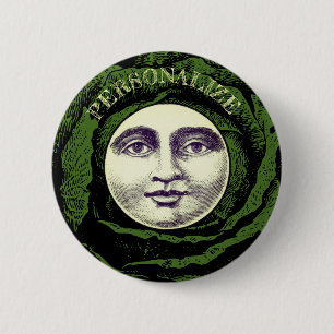 Macaron Rond 5 Cm Homme dans la lune tête de chou vintage 