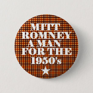 Macaron Rond 5 Cm Homme de Mitt Romney pour les années 1950