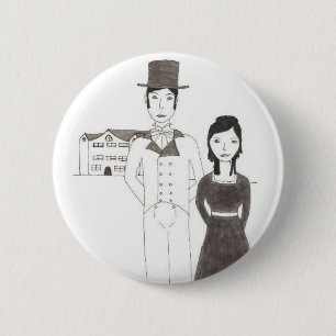 Macaron Rond 5 Cm Homme de Regency et épouse (le temps ne me
