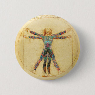 Macaron Rond 5 Cm Homme de Vitruvian de da Vinci avec des tatouages