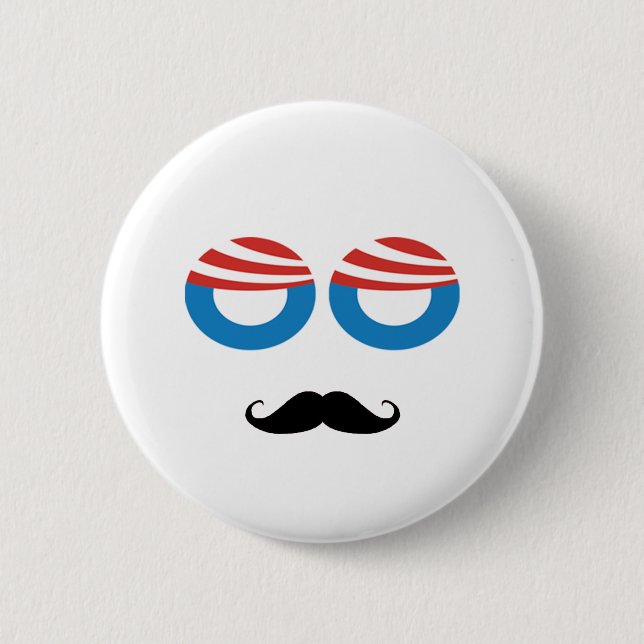Macaron Rond 5 Cm Homme Democratic - moustache vous une question (Devant)