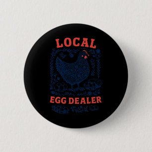 Macaron Rond 5 Cm Homme Femme Agriculteur Poulailler Vendeur d'Oeufs