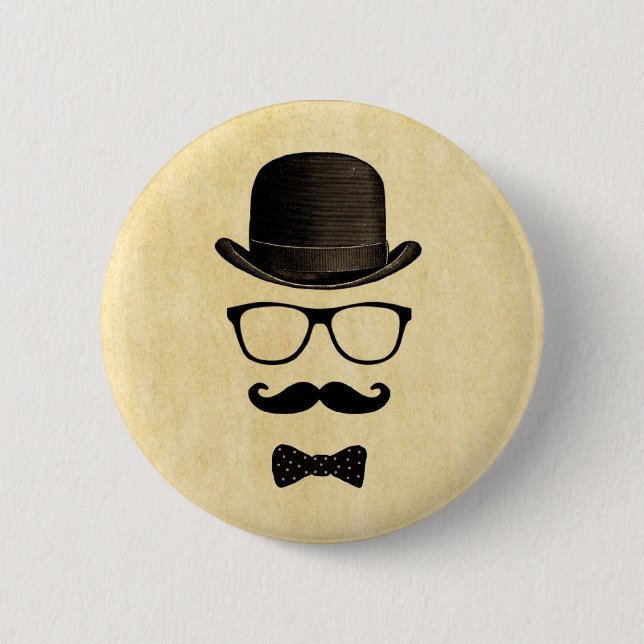 Macaron Rond 5 Cm Homme Moustache (Devant)