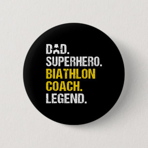 Macaron Rond 5 Cm Homme Papa Superhero Biathlon Entraîneur Funny Bia