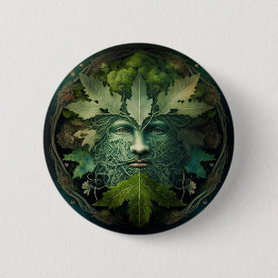 Macaron Rond 5 Cm Homme vert Mandala Imaginaire Art