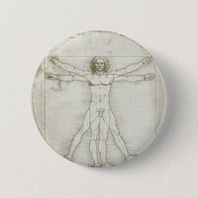 Macaron Rond 5 Cm Homme vitruvien par Leonardo da Vinci (Devant)