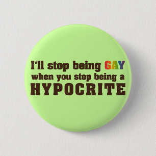 Macaron Rond 5 Cm Homosexuel contre l'hypocrite