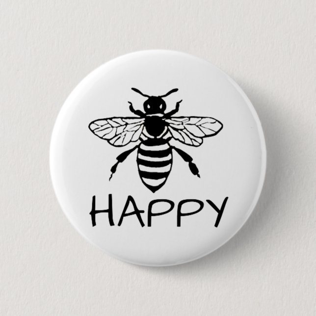 Macaron Rond 5 Cm Honey Bee/ Be Happy (Devant)