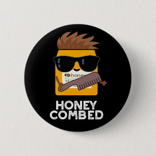 Macaron Rond 5 Cm Honey Combed Funny Honey Pun Dark BG