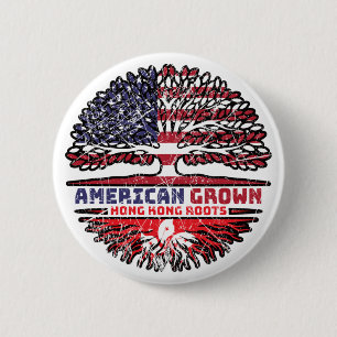 Macaron Rond 5 Cm Hong Kong US American USA United States Tree Roots
