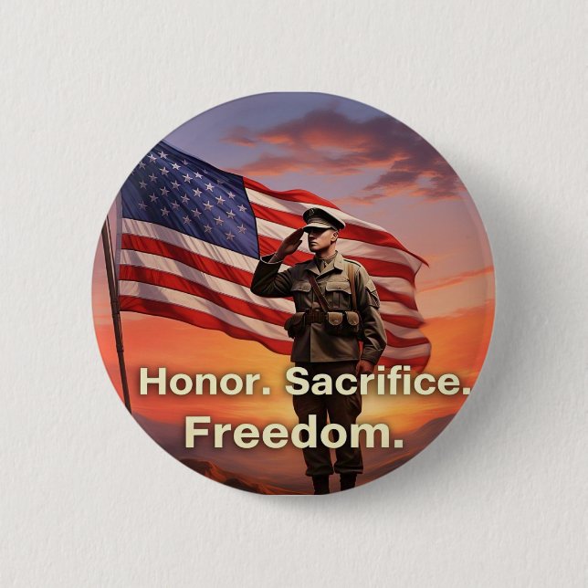 Macaron Rond 5 Cm "Honneur. Sacrifiez. Liberté." Drapeau du soldat a (Devant)