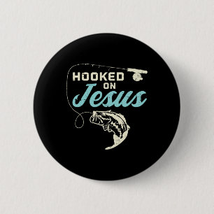 Macaron Rond 5 Cm Hook Sur Jésus Par Pêche Chrétien Dieu Religieux