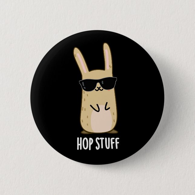 Macaron Rond 5 Cm Hop Stuff Funny Lapin Lapin Pun Dark BG (Devant)