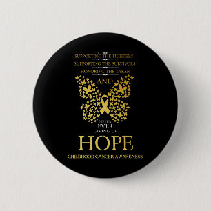 Macaron Rond 5 Cm Hope Chilhood Cancer Awareness Gold Ribbon
